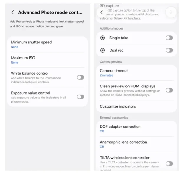 امکانات دوربین آپدیت One UI 8.5