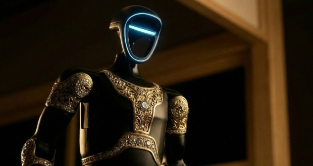 کاویار از اولین ربات انسان‌نمای لوکس جهان با لباس طلا رونمایی کرد