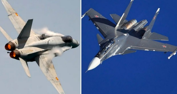 جنگنده‌های Su-30SM و F-18