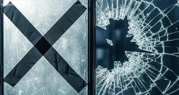 چسب زدن شیشه در انفجار