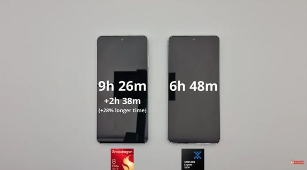 تفاوت عمر باتری بین نسخه‌های اگزینوس و اسنپدراگون گلکسی اس 26