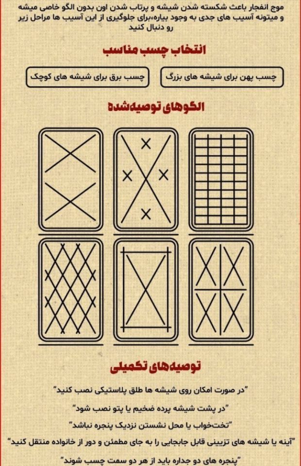 چسب زدن شیشه در انفجار