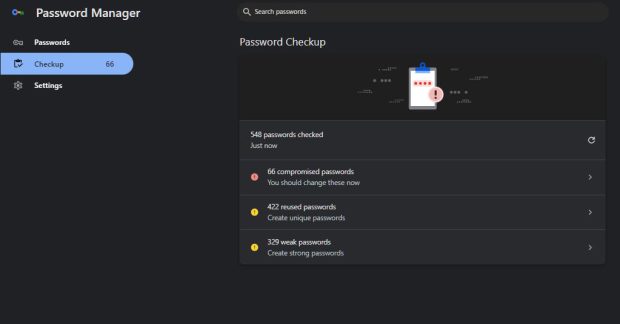 Google Password Manager checkup گزینه