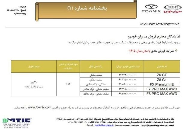 شرایط فروش محصولات مدیران خودرو