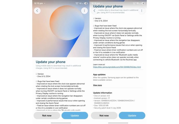 آپدیت One UI 9