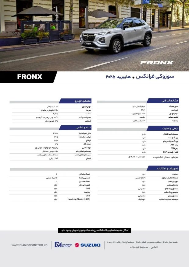 کاتالوگ رسمی سوزوکی فرانکس هیبریدی 2025