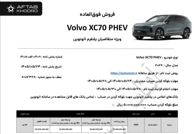 شرایط فروش ولوو XC70