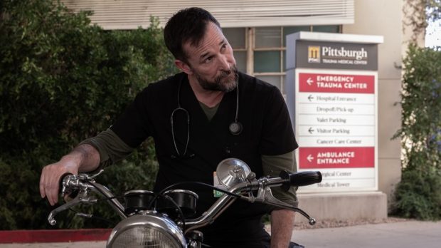 Robby on his motorcycle on The Pitt