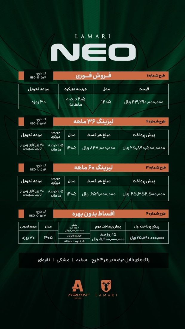 شرایط فروش لاماری