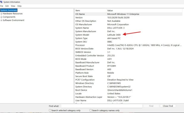 پیدا کردن مدل لپ تاپ در system information