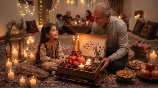 هدیه دادن شمع و اکسسوری یلدایی برای شب یلدا به عنوان هدیه