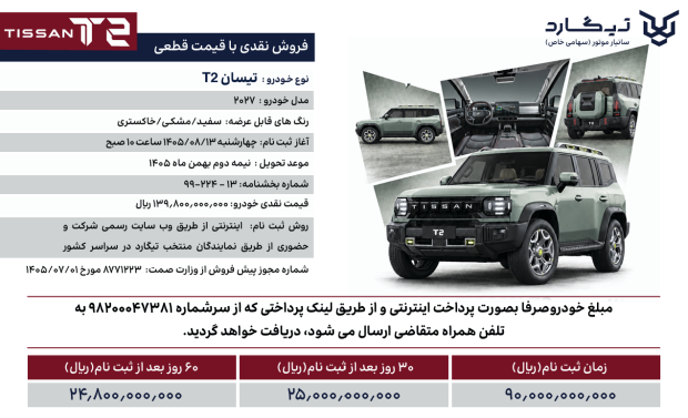شرایط فروش تیسان T2